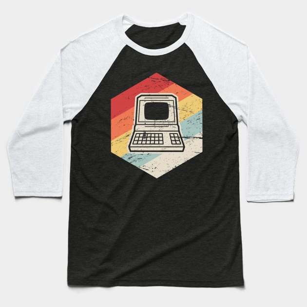 Retro Vintage Computer Icon Baseball T-Shirt by MeatMan